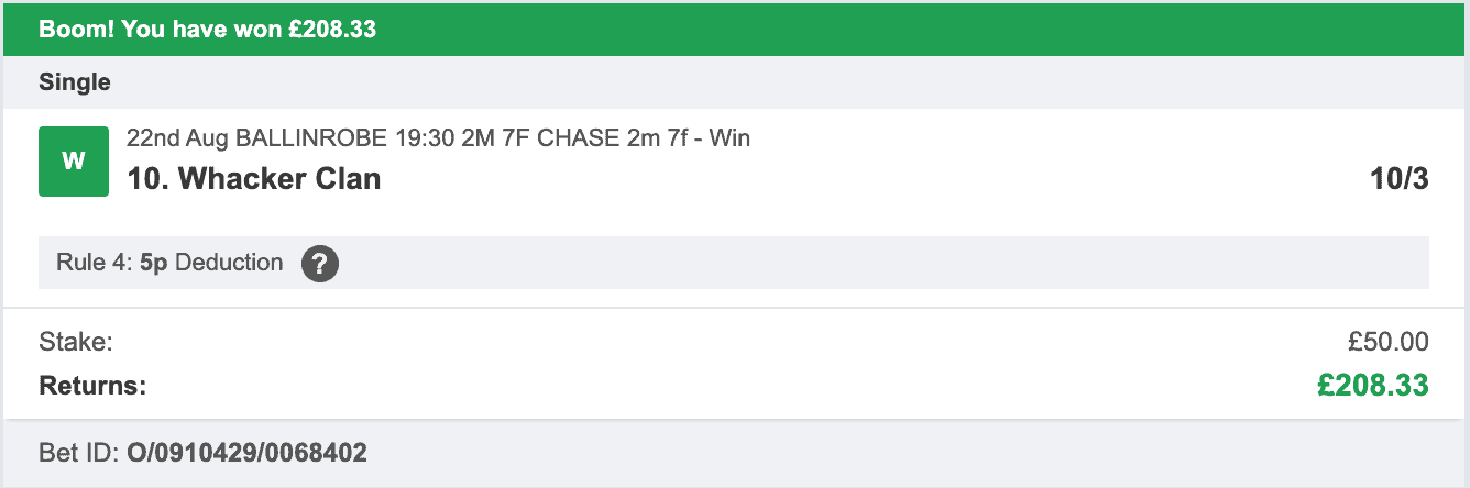 Daily Bet Winners - Winner 3 - 2023-08-22