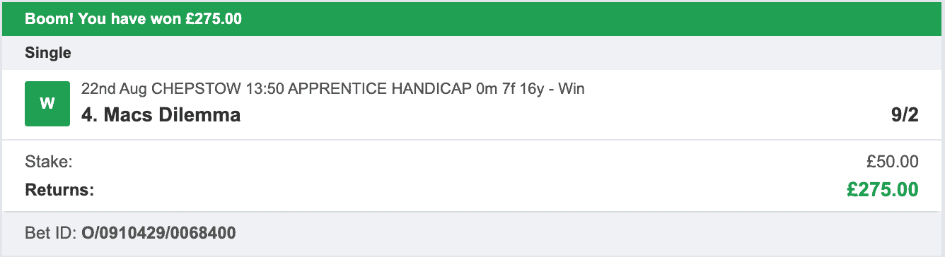 Daily Bet Winners - Winner 1 - 2023-08-22