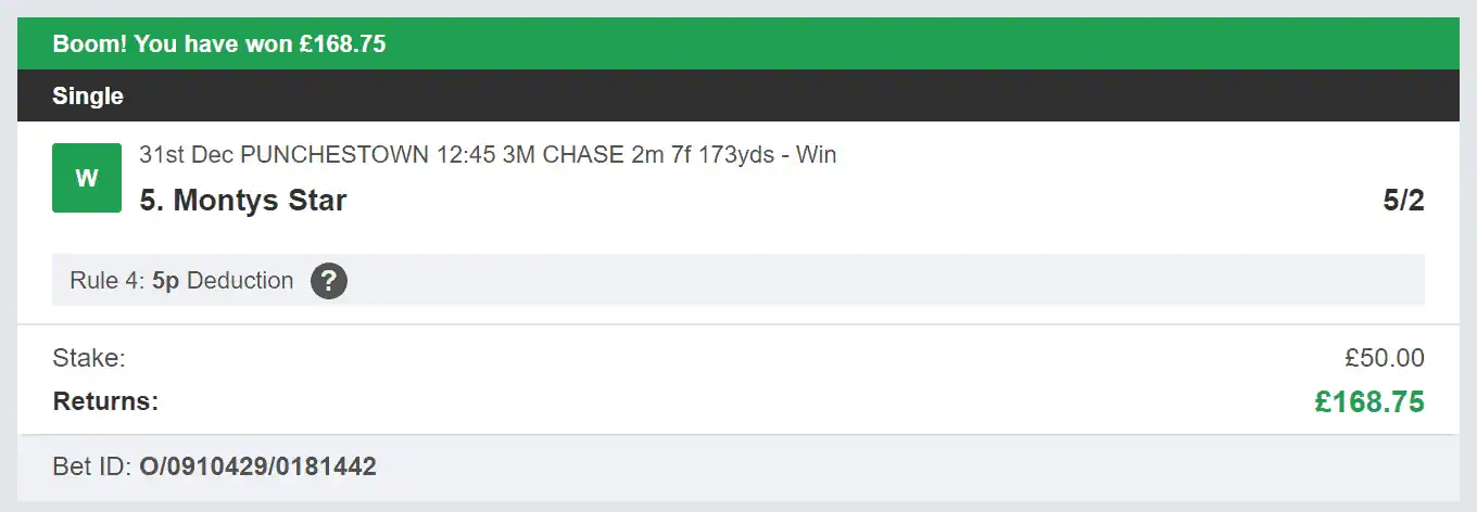 Daily Bet Winners - Winner 2 - 2023-12-31