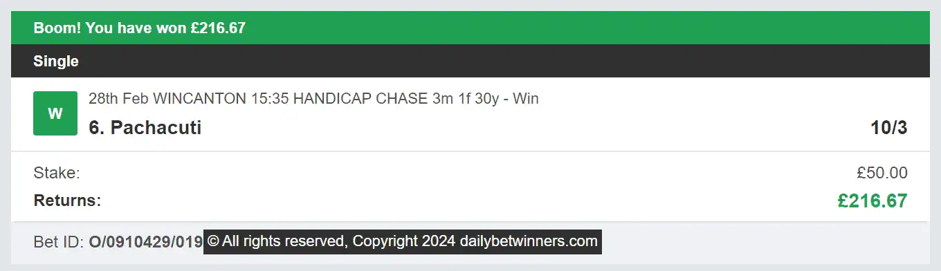 Daily Bet Winners - Winner 2 - 2024-07-12