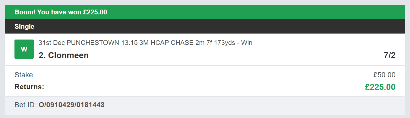 Daily Bet Winners - Winner 3 - 2023-12-31